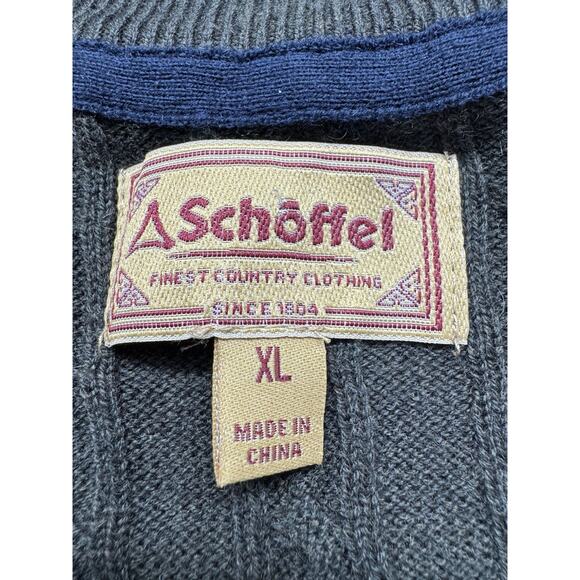 Schöffel Calton Cotton Cashmere Cable Knit Loden Green Men's XL 1/4 Zip Sweater‎ - Picture 3 of 8